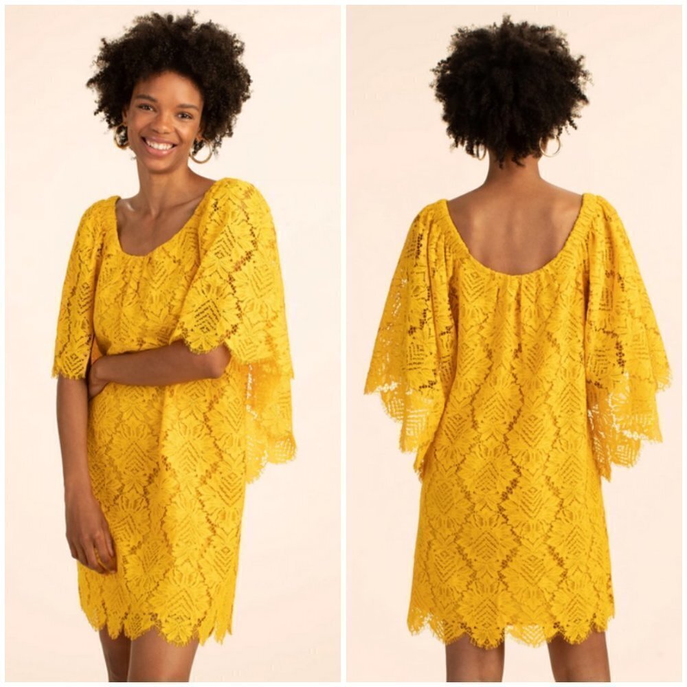💕TRINA TURK💕 Ulana Dress ~ Pineapple Vista Lace Mimosa Yellow Medium M NWOT